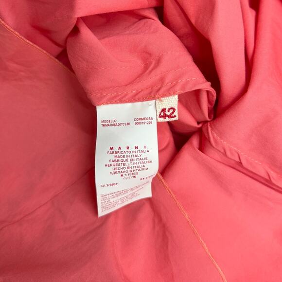 MARNI Sleeveless Pleated Shift Dress in Coral Poplin Size 42 IT (US 6) - Picture 4 of 14
